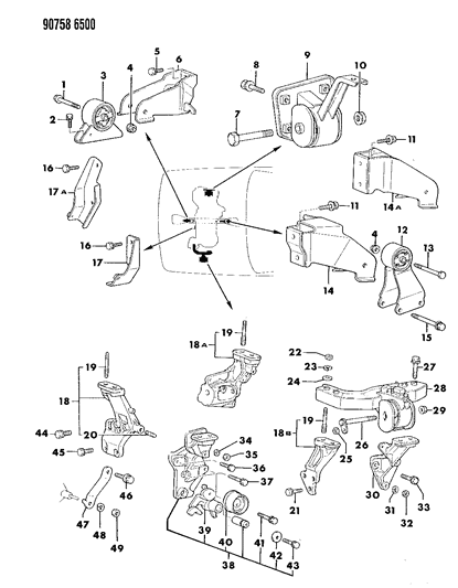 1990 Dodge Colt Engine Mounting Diagram 1 - Thumbnail