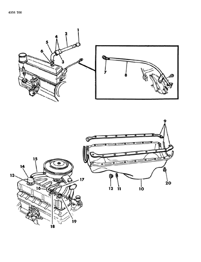 1984 Dodge Ram Wagon Oil Pan & Related Parts Diagram 1 - Thumbnail