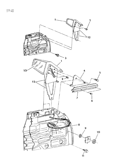 1985 Dodge Omni Mirror - Exterior Diagram 1 - Thumbnail