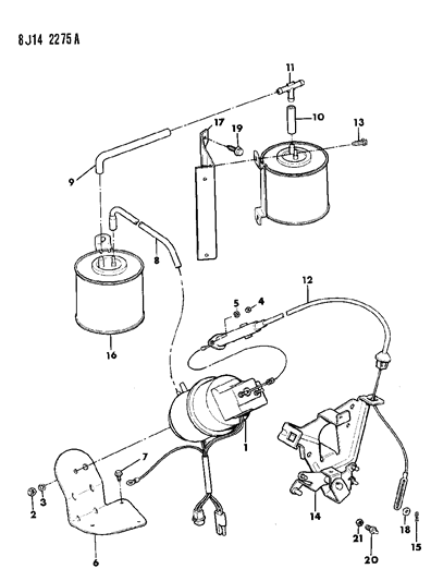 1988 Jeep Wrangler Speed Control - Engine Compartment Components Diagram 1 - Thumbnail