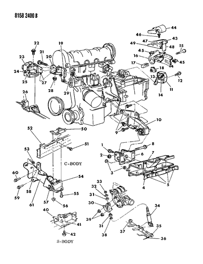 1988 Chrysler New Yorker Base Model Engine Mounting Diagram 2 - Thumbnail