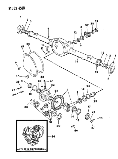 1992 Jeep Cherokee Thrust Washer Diagram for 4131293