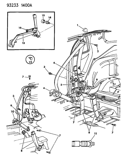 1993 Chrysler LeBaron Cover, Rear Diagram for F877LAZ