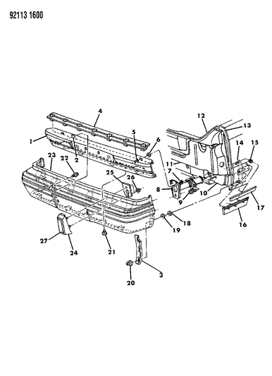 1992 Chrysler New Yorker Salon Fascia, Rear Diagram 1 - Thumbnail