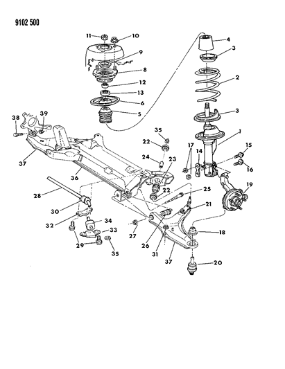 1989 Chrysler TC Maserati Stabilizer Bar Bushing Diagram for 4404984