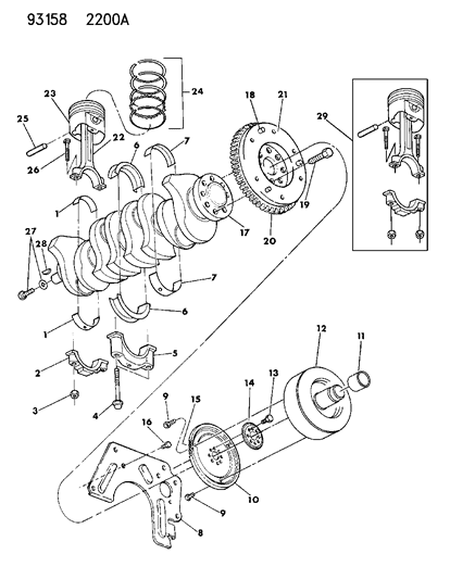 1993 Chrysler LeBaron GTC Crankshaft , Pistons And Torque Converter Diagram 1 - Thumbnail