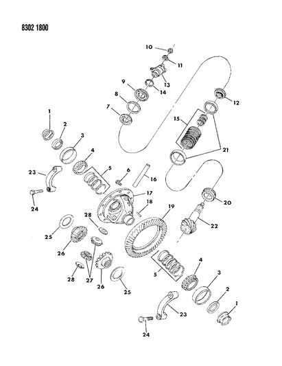 1989 Dodge D150 Differential - Front Axle Diagram 2 - Thumbnail