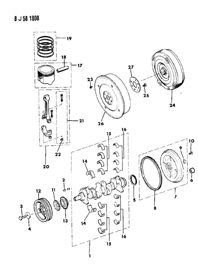 1987 Jeep Comanche Crankshaft & Piston Diagram 2 - Thumbnail