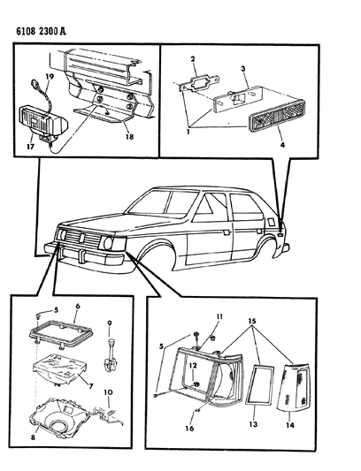 1986 Dodge Charger Sealed Beam Mount Ring Diagram for 4103468
