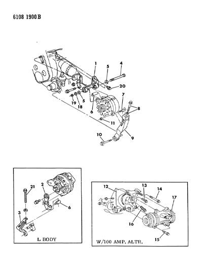 1986 Chrysler LeBaron Base Alternator & Mounting Diagram 1 - Thumbnail