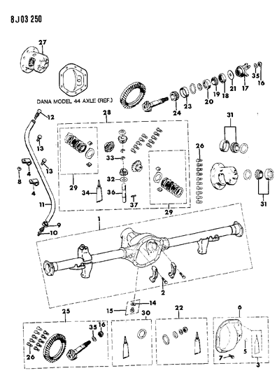 1990 Jeep Wrangler Housing & Differential, Rear Axle Diagram 3 - Thumbnail