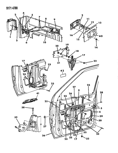 1989 Dodge Grand Caravan Motor And Mechanism, Electric Window, Right Diagram for R4467361