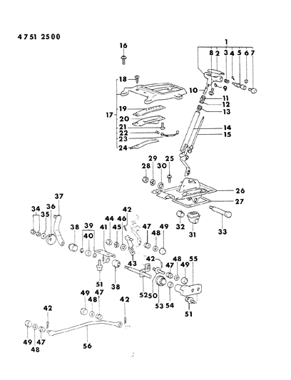 1984 Chrysler Conquest Controls, Gearshift of Automatic Transmission Diagram