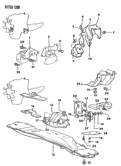 1991 Dodge Ram 50 Engine Mounting Diagram 2 - Thumbnail
