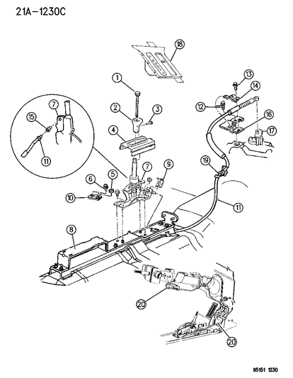 1995 Dodge Grand Caravan Controls , Gearshift , Floor Shaft Diagram 1 - Thumbnail