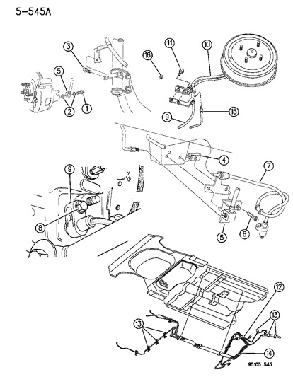 1995 Dodge Neon Lines & Hoses, Brake Diagram 2 - Thumbnail