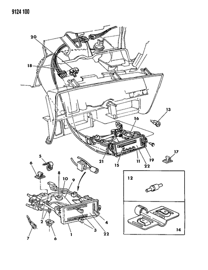 1989 Dodge Omni Socket And Bulb Package, A/C., Heater Control Lamp Diagram for 4443134