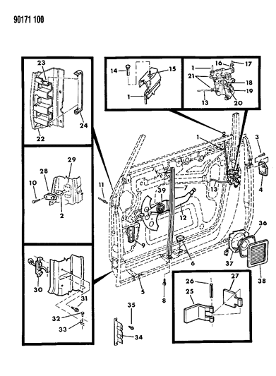 1990 Dodge Omni Window Regulator Diagram for 5231743