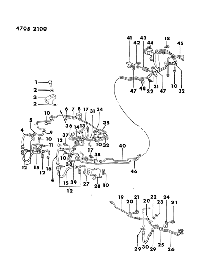 1984 Dodge Ram 50 Lines & Hoses, Brake Diagram 2 - Thumbnail
