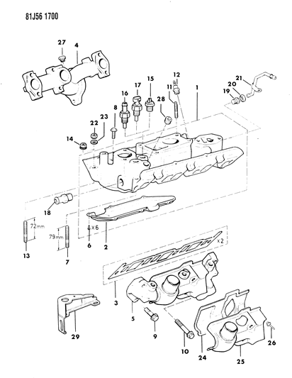 1986 Jeep Comanche Manifolds - Intake & Exhaust Diagram 4 - Thumbnail
