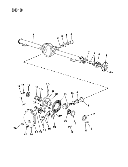 1989 Dodge Dakota Axle, Rear, With Differential And Carrier Diagram 1 - Thumbnail