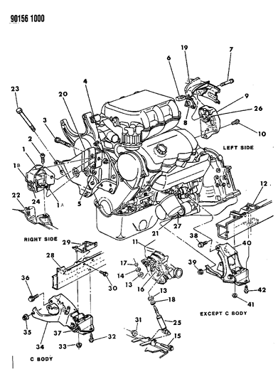 1990 Chrysler New Yorker Base Model Engine Mounting Diagram 2 - Thumbnail