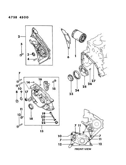 1984 Dodge Ram 50 Oil Pump & Oil Filter Diagram 1 - Thumbnail