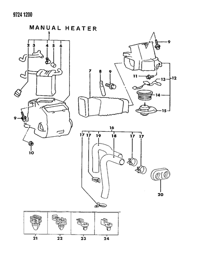1989 Chrysler Conquest Heater Unit & Heater Plumbing Diagram 2 - Thumbnail