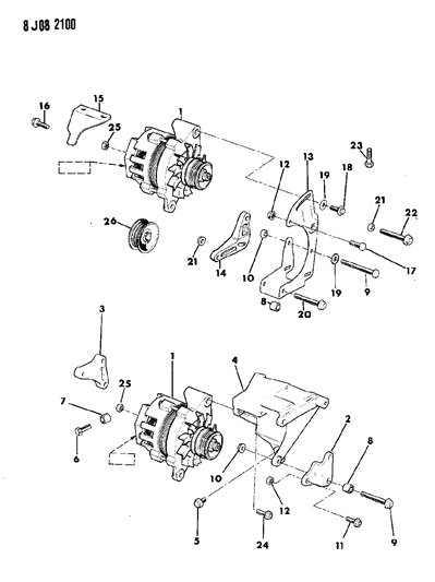 1990 Jeep Comanche Alternator & Mounting Diagram 1 - Thumbnail