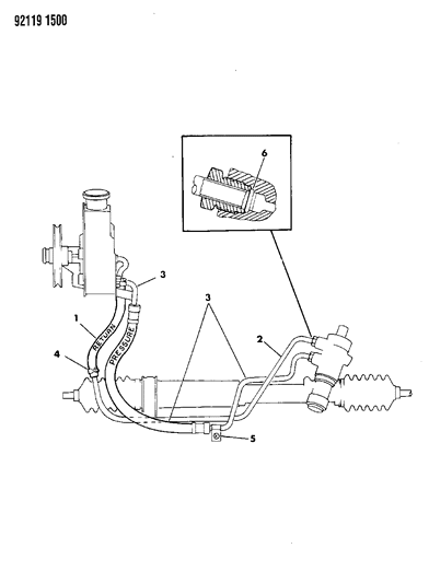 1992 Chrysler LeBaron GTC Power Steering Hoses Diagram