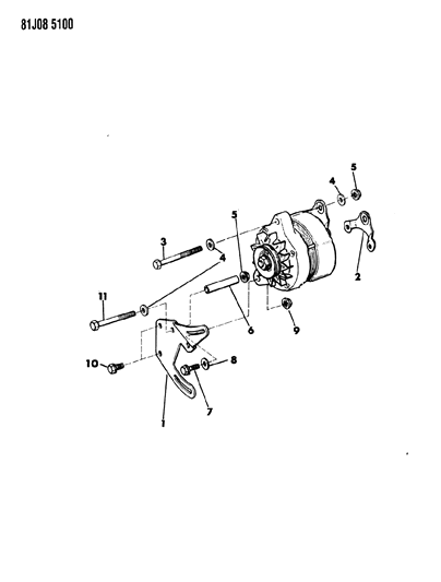 1986 Jeep Comanche Alternator & Mounting Diagram 1 - Thumbnail