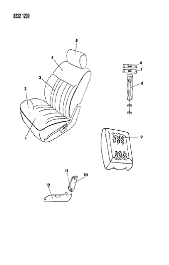 1988 Dodge Shadow Front Seat Diagram 2 - Thumbnail