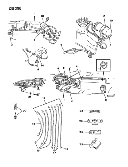 1988 Dodge Ram Wagon Wiring - Engine - Front End & Related Parts Diagram 2 - Thumbnail
