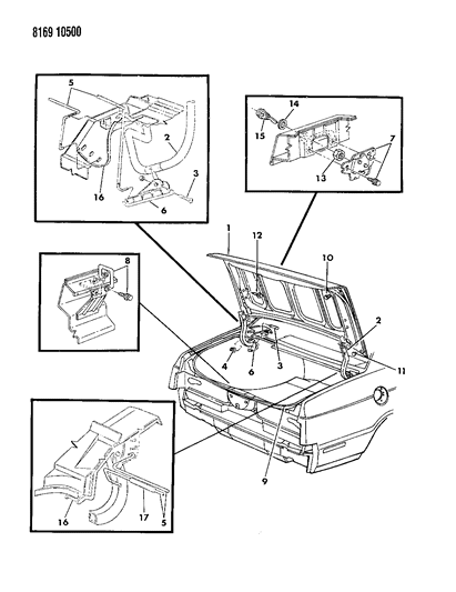 1988 Dodge 600 Sedan Deck Lid Diagram