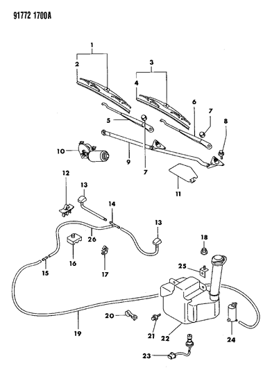 1991 Dodge Stealth Wiper Arm, Black Diagram for MB622951