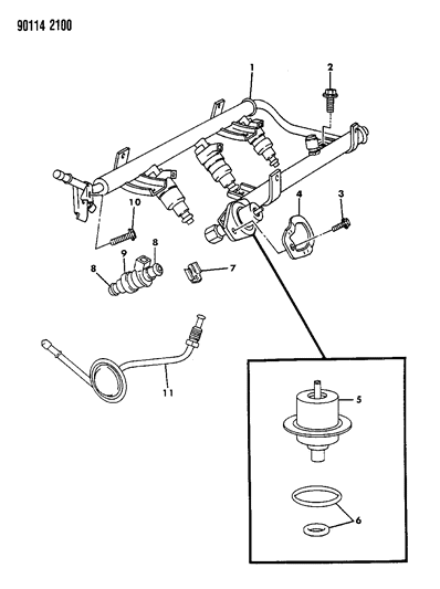 1990 Chrysler New Yorker Base Model Fuel Rail & Related Parts Diagram 2 - Thumbnail