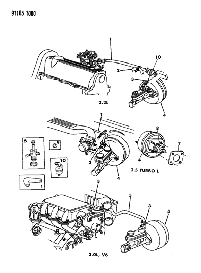 1991 Chrysler LeBaron Sedan Booster, Power Brake Diagram
