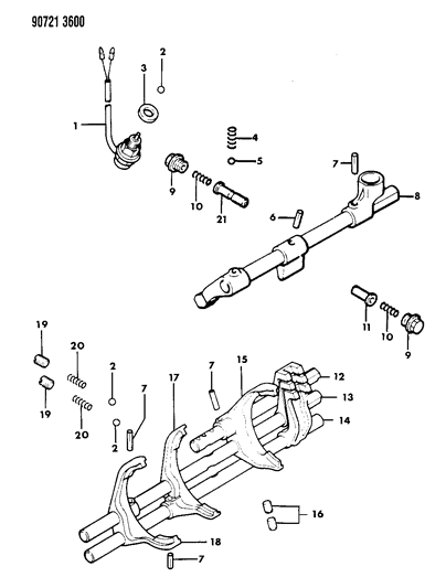 1990 Dodge Ram 50 Control, Shift Diagram 3 - Thumbnail