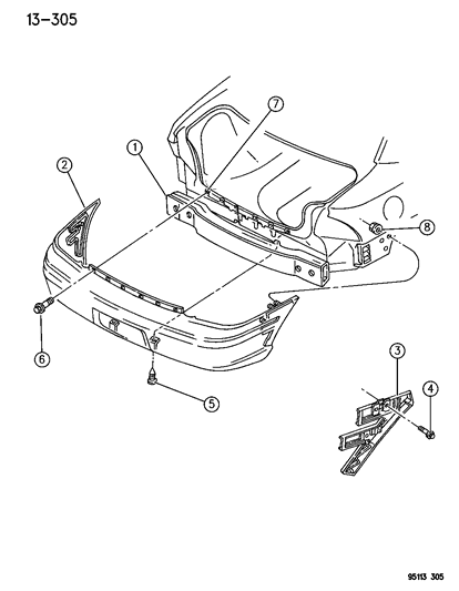 1995 Dodge Neon Bumper Cover, Rear Diagram for PD15RD7