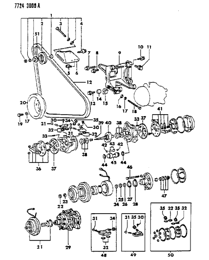 1988 Chrysler Conquest Tension Pulley Diagram for MB609139