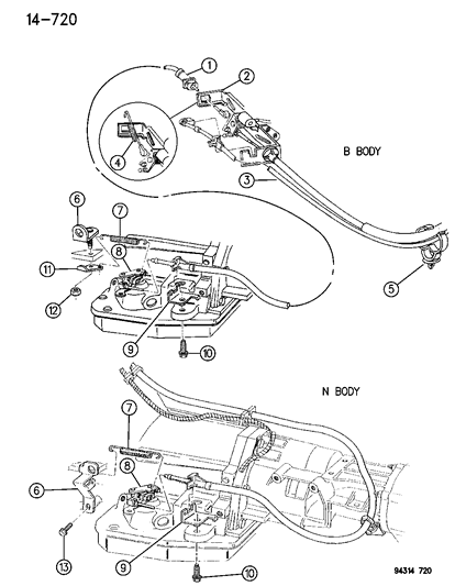 1996 Dodge Ram Van Lever, Throttle Valve Control, With/Automatic Transmission Diagram for 53009088