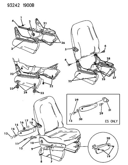 1993 Chrysler Town & Country Clip, Master Cylinder Push Rod Pin Width= .920 Length= .950 Diagram for 6100574