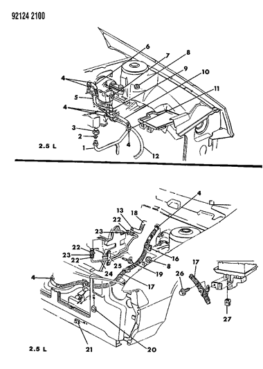 1992 Chrysler LeBaron Tube, Engine To Hose (Flexible Fuel) Diagram for 5264502