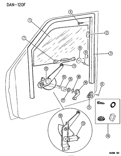 1994 Dodge Dakota Window Regulator Diagram for 4778394