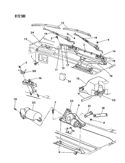 1988 Dodge Shadow Washer Nozzle Diagram for 4334956