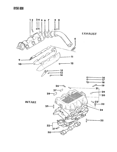 1988 Chrysler New Yorker Base Model Manifolds - Intake & Exhaust Diagram 3 - Thumbnail