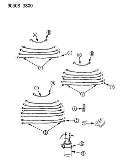 1992 Dodge Ram Wagon Spark Plugs, Ignition Cables And Coils Diagram