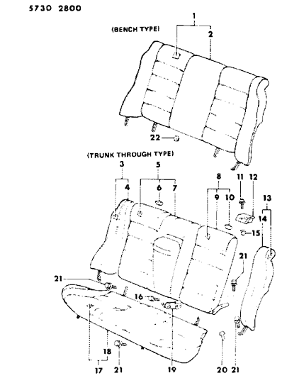 1986 Dodge Colt Rear Seat Diagram 2 - Thumbnail