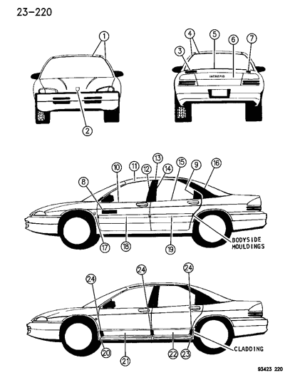 1994 Dodge Intrepid Mouldings & Cladding Diagram 2 - Thumbnail