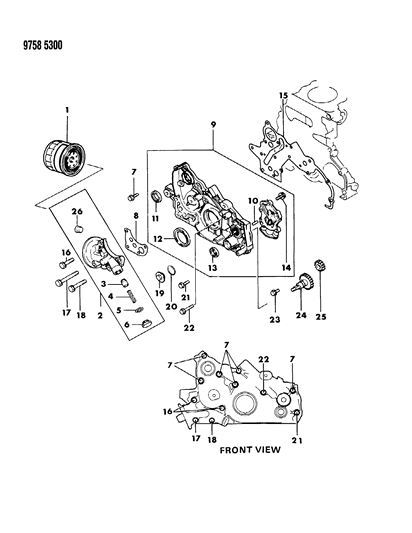 1989 Dodge Ram 50 Oil Pump & Oil Filter Diagram 2 - Thumbnail